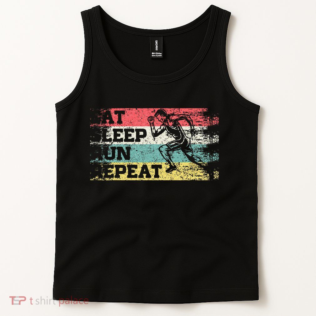 Vintage Retro Eat Sleep Run Repeat Funny Running Runner Gift Tank Top
