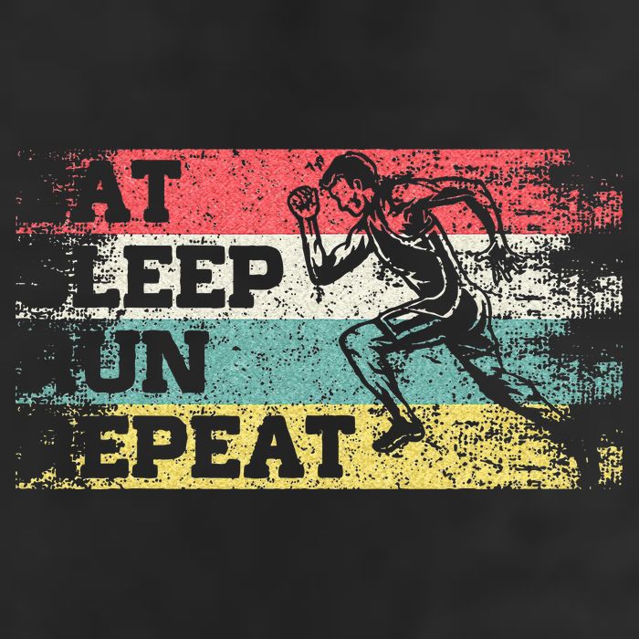 Vintage Retro Eat Sleep Run Repeat Funny Running Runner Gift Golf Towel