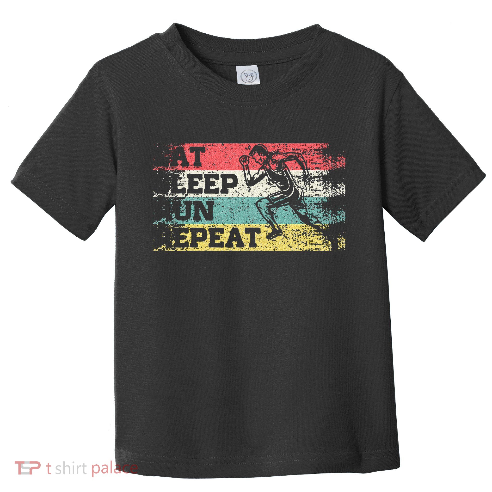 Vintage Retro Eat Sleep Run Repeat Funny Running Runner Gift Toddler T-Shirt