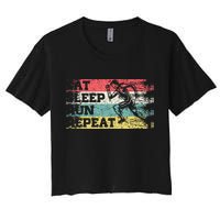 Vintage Retro Eat Sleep Run Repeat Funny Running Runner Gift Crop Top