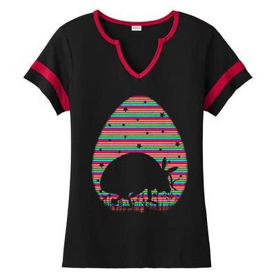 Vintage Retro Easter Egg Lover Ladybug Easter Sunday Gift Ladies Halftime Notch Neck Tee