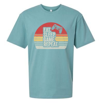 Vintage Retro Eat Sleep Game Repeat Funny Gift Sueded Cloud Jersey T-Shirt