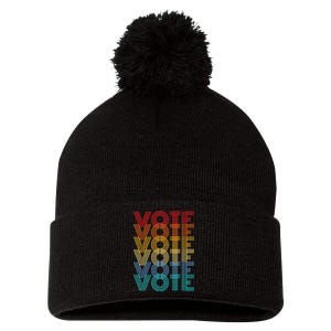 Vote Retro Election Voter Pom Pom 12in Knit Beanie