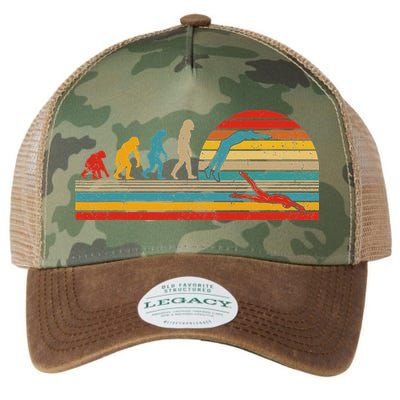Vintage Retro Evolution Funny Swimmer Swimmer Swim Lover Legacy Tie Dye Trucker Hat