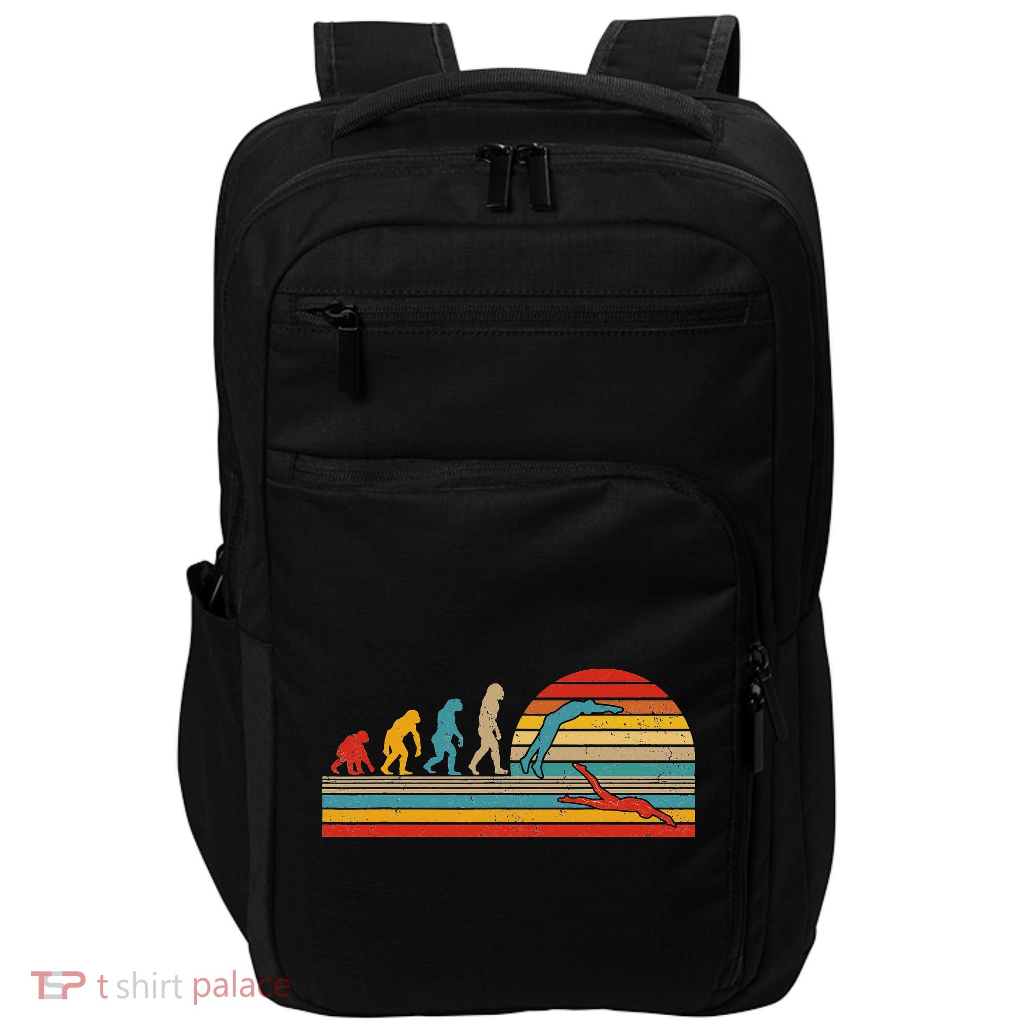 Vintage Retro Evolution Funny Swimmer Swimmer Swim Lover Impact Tech Backpack