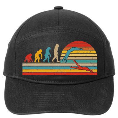 Vintage Retro Evolution Funny Swimmer Swimmer Swim Lover 7-Panel Snapback Hat
