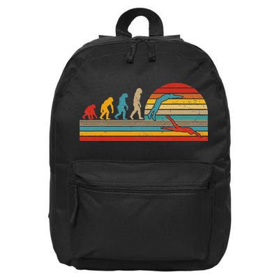 Vintage Retro Evolution Funny Swimmer Swimmer Swim Lover 16 in Basic Backpack