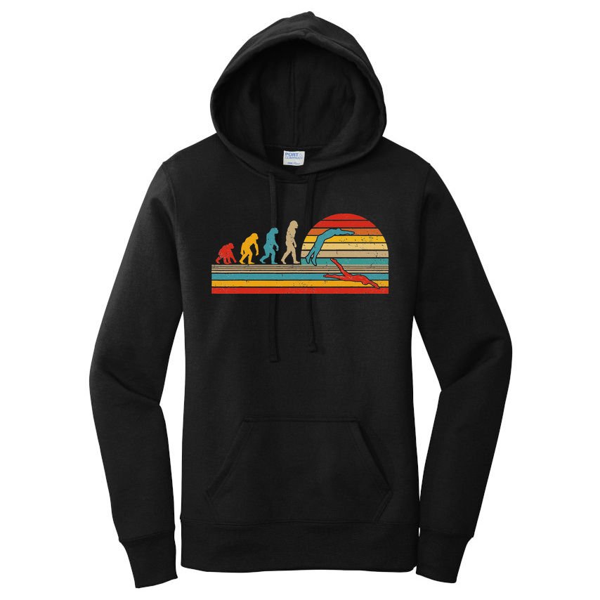 Vintage Retro Evolution Funny Swimmer Swimmer Swim Lover Women's Pullover Hoodie