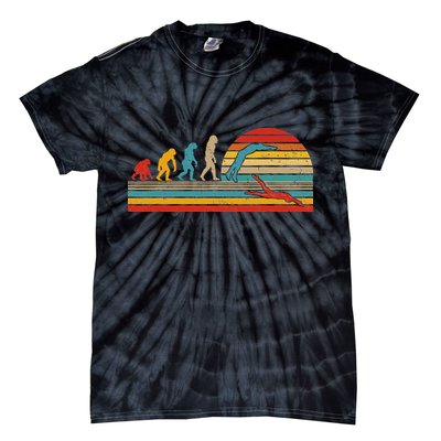 Vintage Retro Evolution Funny Swimmer Swimmer Swim Lover Tie-Dye T-Shirt