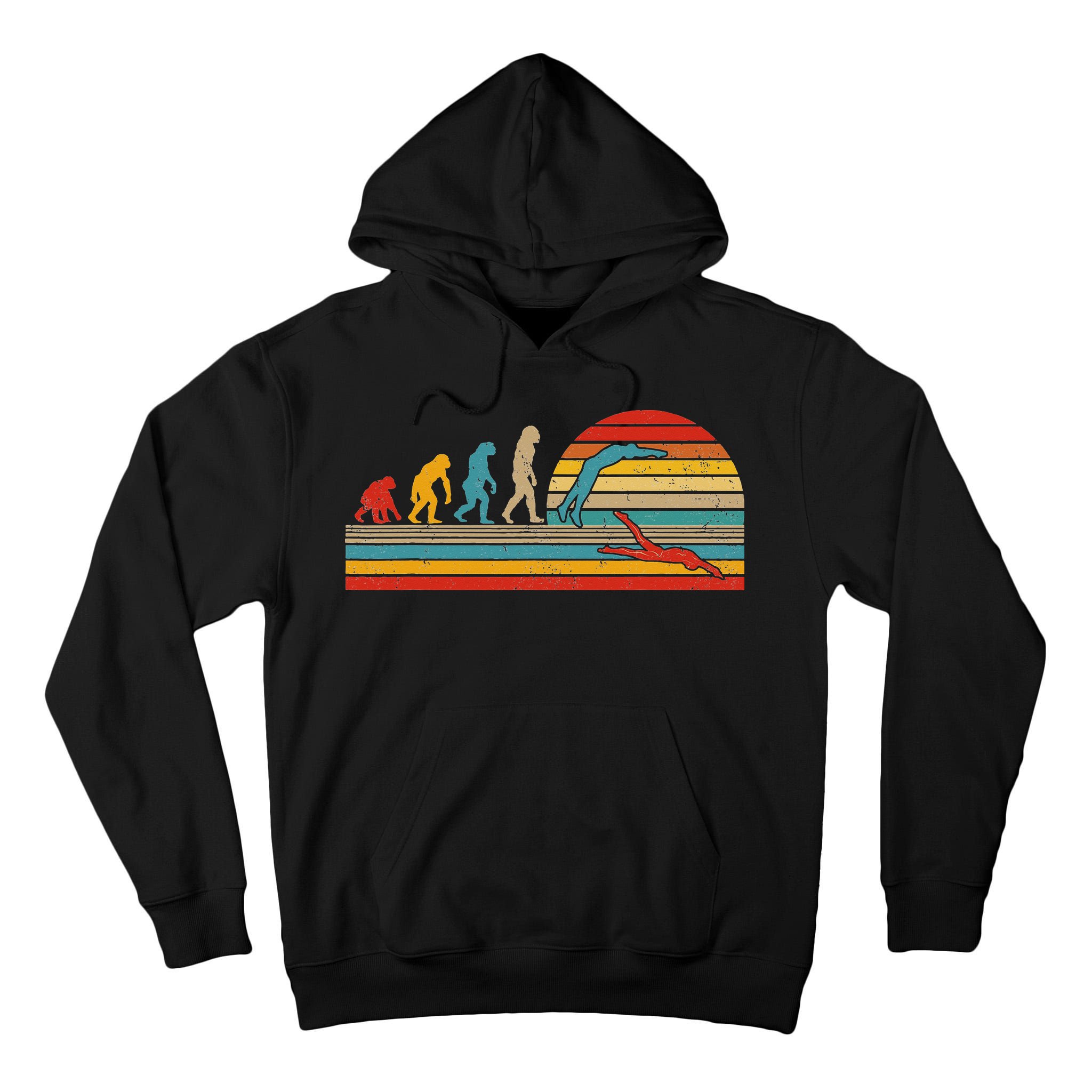 Vintage Retro Evolution Funny Swimmer Swimmer Swim Lover Tall Hoodie