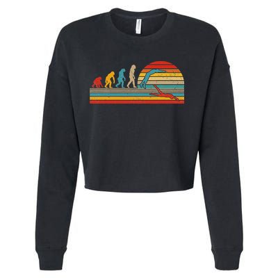 Vintage Retro Evolution Funny Swimmer Swimmer Swim Lover Cropped Pullover Crew