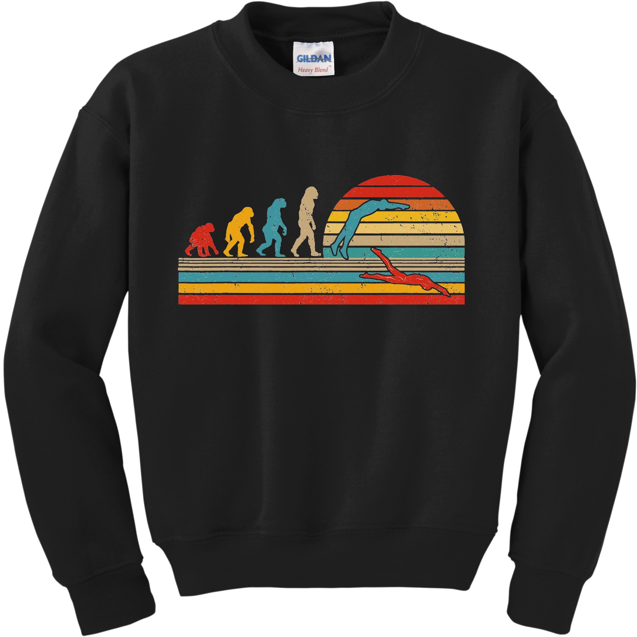 Vintage Retro Evolution Funny Swimmer Swimmer Swim Lover Kids Sweatshirt
