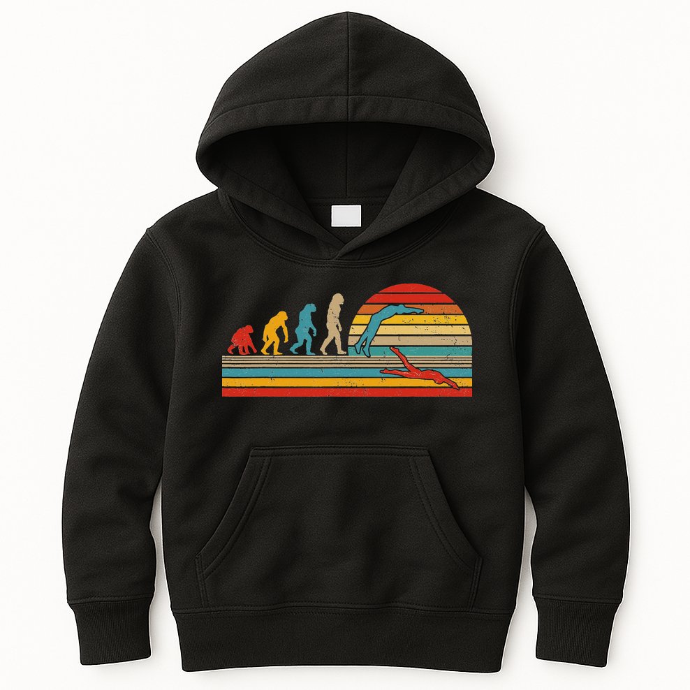 Vintage Retro Evolution Funny Swimmer Swimmer Swim Lover Kids Hoodie