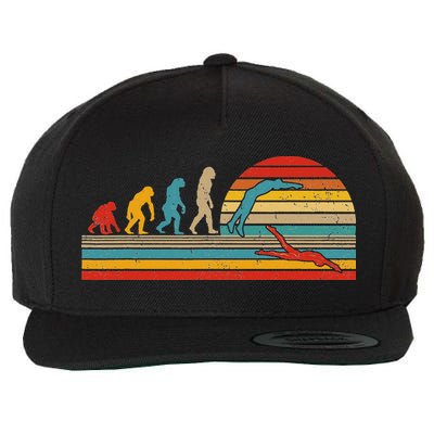 Vintage Retro Evolution Funny Swimmer Swimmer Swim Lover Wool Snapback Cap