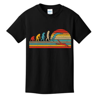 Vintage Retro Evolution Funny Swimmer Swimmer Swim Lover Kids T-Shirt