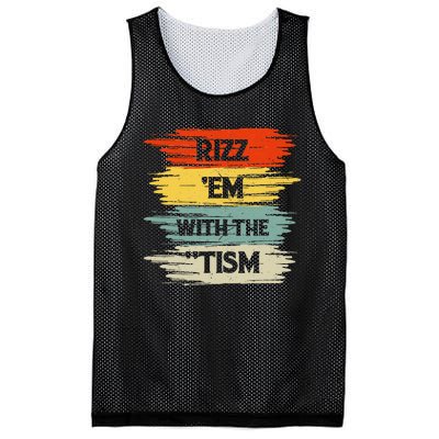 Vintage Rizz Em With The Tism Saying Autism Autistic Mesh Reversible Basketball Jersey Tank