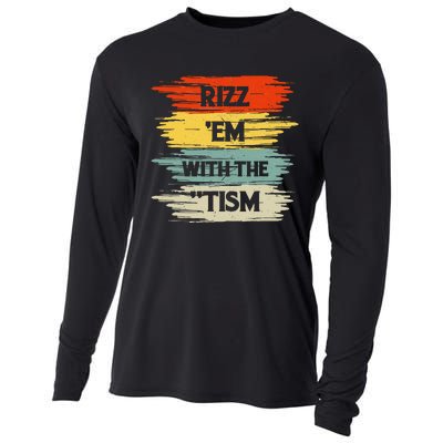 Vintage Rizz Em With The Tism Saying Autism Autistic Cooling Performance Long Sleeve Crew