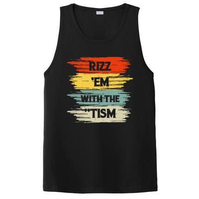 Vintage Rizz Em With The Tism Saying Autism Autistic PosiCharge Competitor Tank