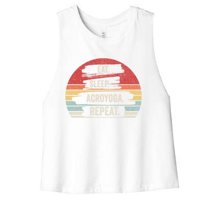 Vintage Retro Eat Sleep Acroyoga Repeameaningful Gift Yoga Gift Women's Racerback Cropped Tank