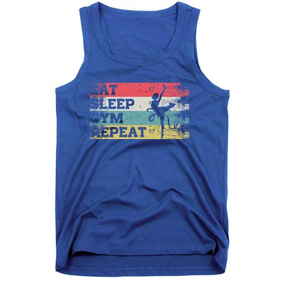 Vintage Retro Eat Sleep Gym Repeat Funny Aerial Yoga Lover Gift Tank Top