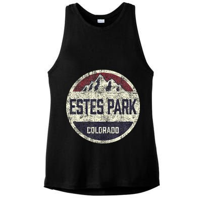 Vintage Retro Estes Park Colorado Mountain Circle Ski Ladies PosiCharge Tri-Blend Wicking Tank