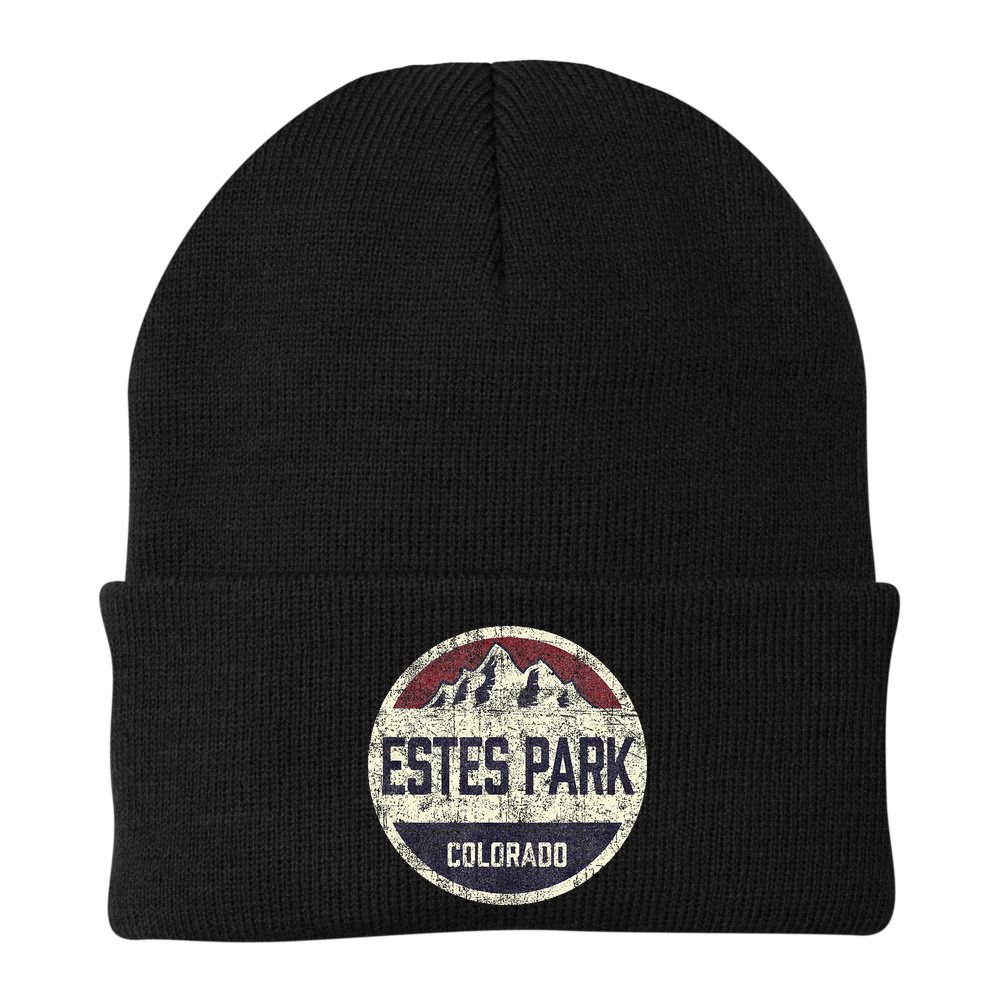 Vintage Retro Estes Park Colorado Mountain Circle Ski Beanie