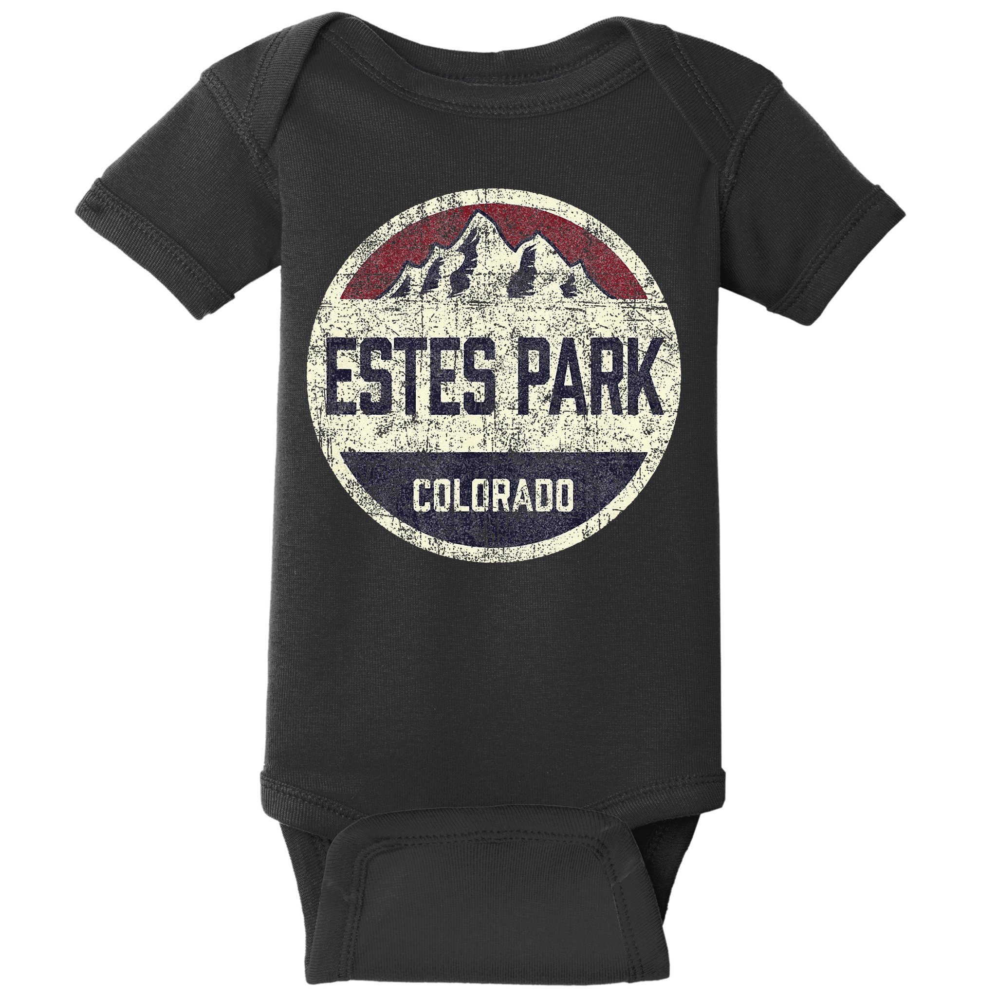 Vintage Retro Estes Park Colorado Mountain Circle Ski Baby Bodysuit