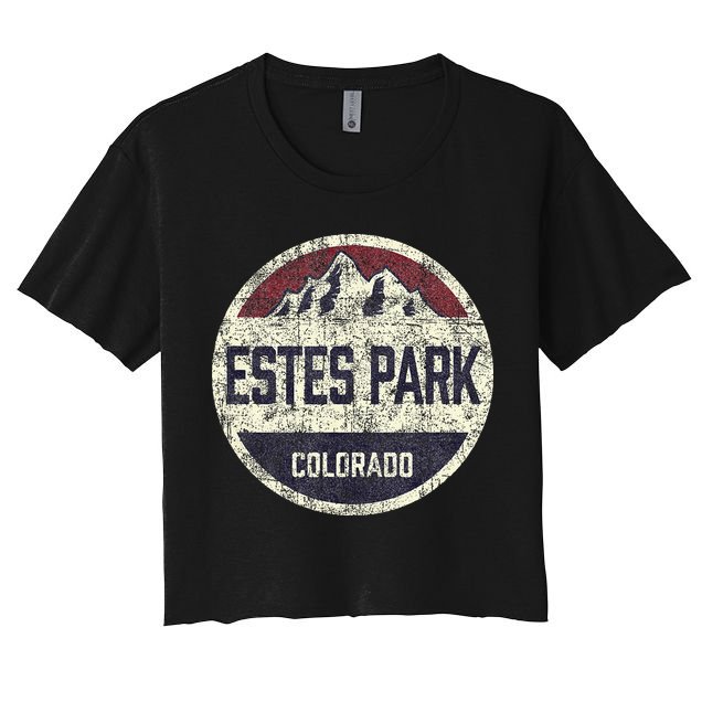 Vintage Retro Estes Park Colorado Mountain Circle Ski Crop Top