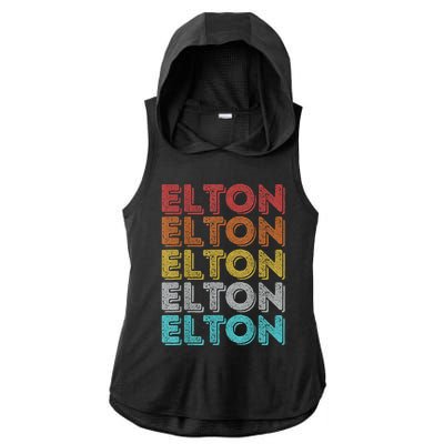 Vintage Retro Elton Ladies PosiCharge Tri-Blend Wicking Draft Hoodie Tank