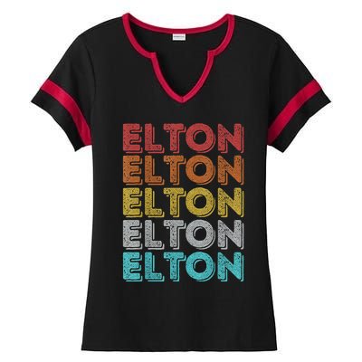 Vintage Retro Elton Ladies Halftime Notch Neck Tee