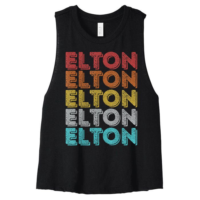 Vintage Retro Elton Women's Racerback Cropped Tank