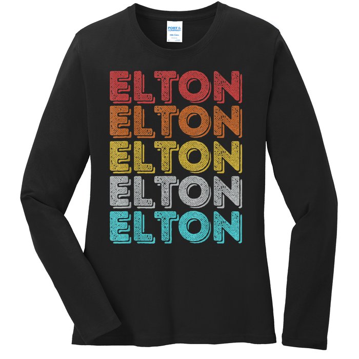 Vintage Retro Elton Ladies Long Sleeve Shirt