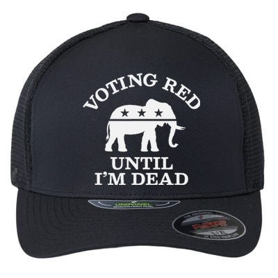 Vote Red Election Ballot Republican Raised Right Flexfit Unipanel Trucker Cap