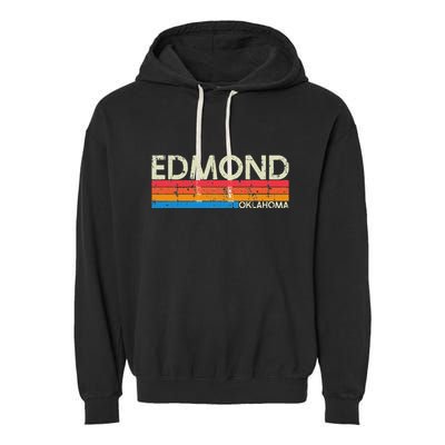 Vintage Retro Edmond Oklahoma Distressed Garment-Dyed Fleece Hoodie