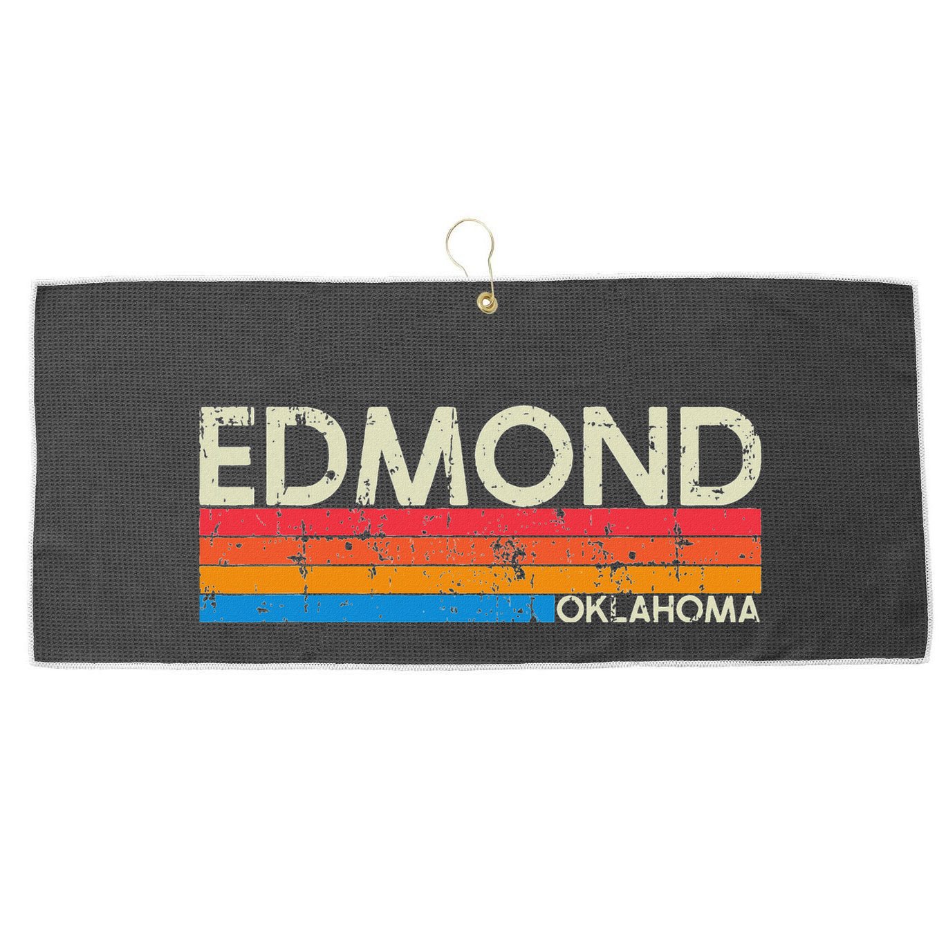 Vintage Retro Edmond Oklahoma Distressed Large Microfiber Waffle Golf Towel