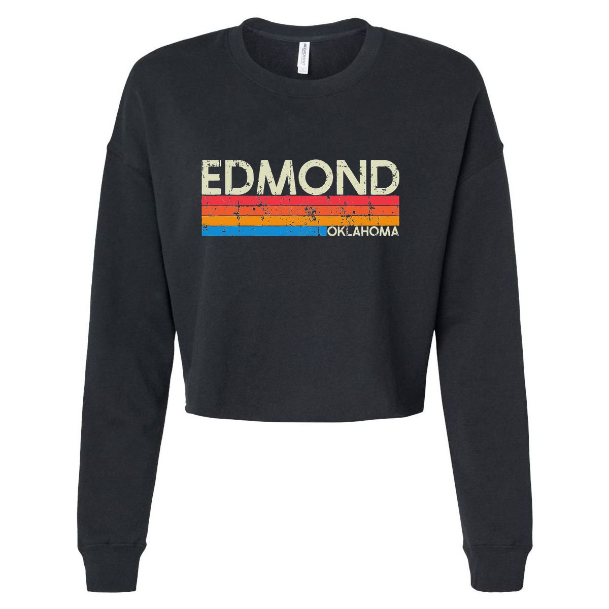 Vintage Retro Edmond Oklahoma Distressed Cropped Pullover Crew