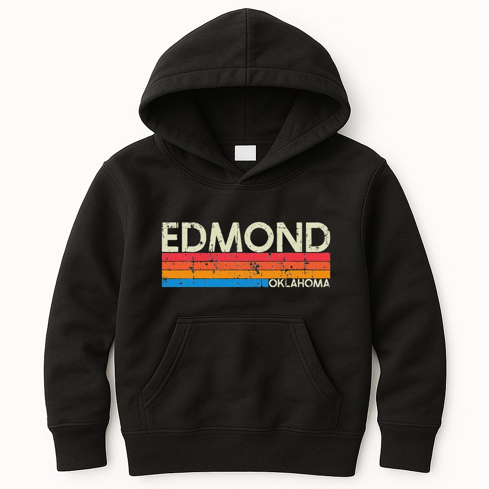 Vintage Retro Edmond Oklahoma Distressed Kids Hoodie
