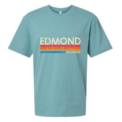 Vintage Retro Edmond Oklahoma Distressed Sueded Cloud Jersey T-Shirt