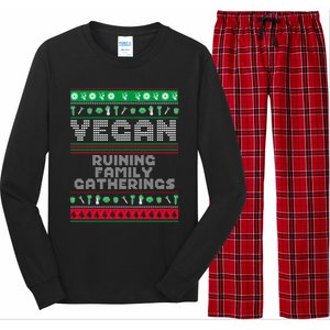 Vegan Ruining Family Gatherings Funny Plant Based Christmas Cute Gift Long Sleeve Pajama Set