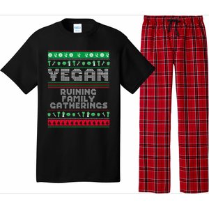 Vegan Ruining Family Gatherings Funny Plant Based Christmas Cute Gift Pajama Set