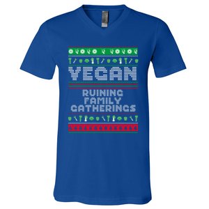 Vegan Ruining Family Gatherings Funny Plant Based Christmas Cute Gift V-Neck T-Shirt