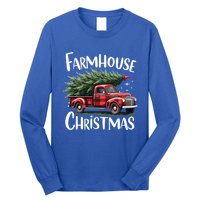 Vintage Red Farmhouse Christmas Truck With Tree Graphic Meaningful Gift Long Sleeve Shirt