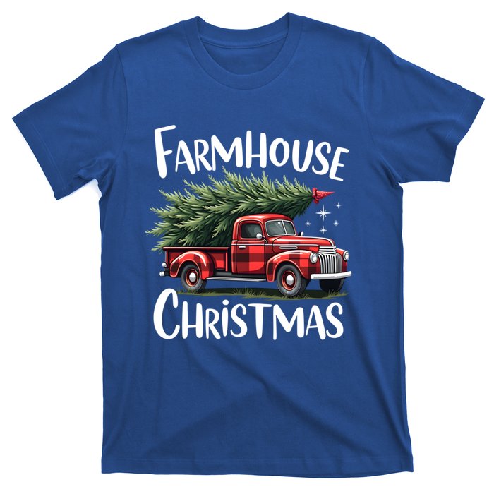 Vintage Red Farmhouse Christmas Truck With Tree Graphic Meaningful Gift T-Shirt