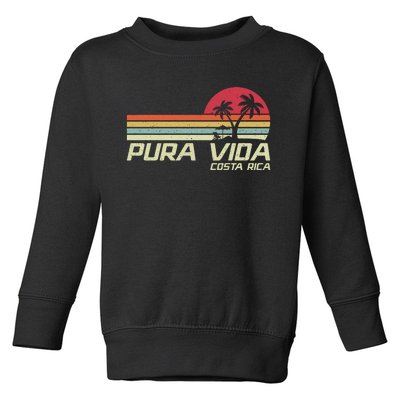 Vintage Retro Family Vacation Costa Rica Pura Vida Beach Toddler Sweatshirt