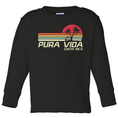 Vintage Retro Family Vacation Costa Rica Pura Vida Beach Toddler Long Sleeve Shirt