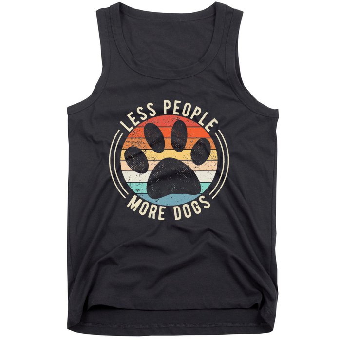 Vintage Retro Funny Sayings Dog Lover Less People More Dogs Tank Top