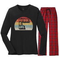 Vintage Retro Futbol Is Life Women's Long Sleeve Flannel Pajama Set 