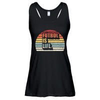 Vintage Retro Futbol Is Life Ladies Essential Flowy Tank