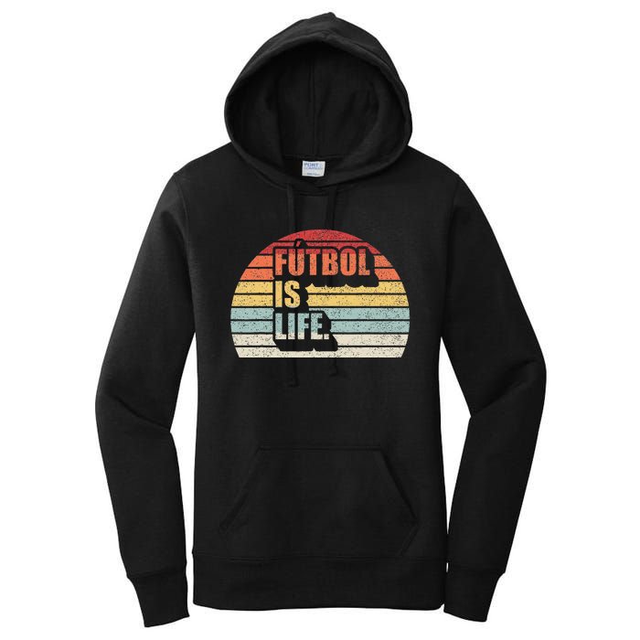 Vintage Retro Futbol Is Life Women's Pullover Hoodie