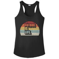 Vintage Retro Futbol Is Life Ladies PosiCharge Competitor Racerback Tank